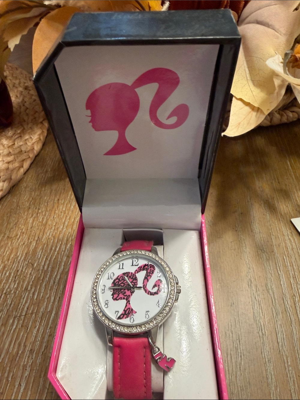 Barbie Pink Women's Watch with Crystal Bezel and Charm
